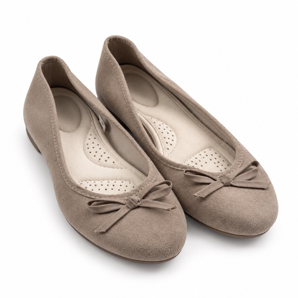 SO Vintage Y2K Taupe Faux Suede Memory Foam Ballet Flats Women's Size 7